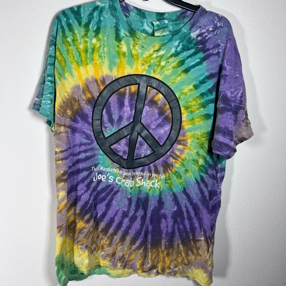 Joe’s Crab Shack Tie-Dye Peace Love and Crabs Shirt Size L